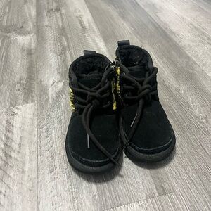 UGG Kids Black Boots with Yellow Accents